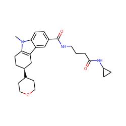 Cn1c2c(c3cc(C(=O)NCCCC(=O)NC4CC4)ccc31)C[C@@H](C1CCOCC1)CC2 ZINC000059051184