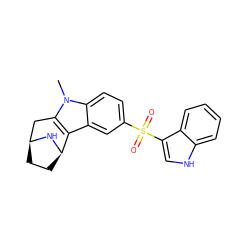 Cn1c2c(c3cc(S(=O)(=O)c4c[nH]c5ccccc45)ccc31)[C@H]1CC[C@@H](C2)N1 ZINC000073197888