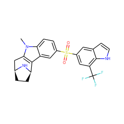 Cn1c2c(c3cc(S(=O)(=O)c4cc(C(F)(F)F)c5[nH]ccc5c4)ccc31)[C@H]1CC[C@@H](C2)N1 ZINC000096175271