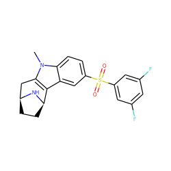 Cn1c2c(c3cc(S(=O)(=O)c4cc(F)cc(F)c4)ccc31)[C@H]1CC[C@@H](C2)N1 ZINC000096175163