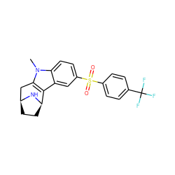 Cn1c2c(c3cc(S(=O)(=O)c4ccc(C(F)(F)F)cc4)ccc31)[C@H]1CC[C@@H](C2)N1 ZINC000116588271