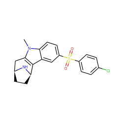 Cn1c2c(c3cc(S(=O)(=O)c4ccc(Cl)cc4)ccc31)[C@H]1CC[C@@H](C2)N1 ZINC000082152427