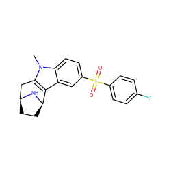 Cn1c2c(c3cc(S(=O)(=O)c4ccc(F)cc4)ccc31)[C@H]1CC[C@@H](C2)N1 ZINC000073198008