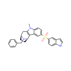 Cn1c2c(c3cc(S(=O)(=O)c4ccc5[nH]ccc5c4)ccc31)[C@H]1CC[C@@H](C2)N1Cc1ccccc1 ZINC000096175298