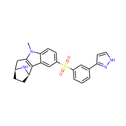 Cn1c2c(c3cc(S(=O)(=O)c4cccc(-c5cc[nH]n5)c4)ccc31)[C@H]1CC[C@@H](C2)N1 ZINC000096175275