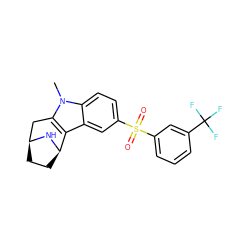 Cn1c2c(c3cc(S(=O)(=O)c4cccc(C(F)(F)F)c4)ccc31)[C@H]1CC[C@@H](C2)N1 ZINC000082158634