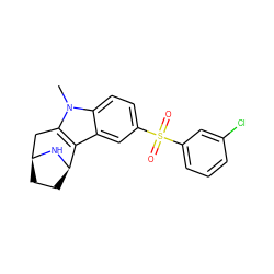 Cn1c2c(c3cc(S(=O)(=O)c4cccc(Cl)c4)ccc31)[C@H]1CC[C@@H](C2)N1 ZINC000072316666