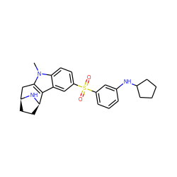 Cn1c2c(c3cc(S(=O)(=O)c4cccc(NC5CCCC5)c4)ccc31)[C@H]1CC[C@@H](C2)N1 ZINC000116586931