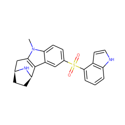 Cn1c2c(c3cc(S(=O)(=O)c4cccc5[nH]ccc45)ccc31)[C@H]1CC[C@@H](C2)N1 ZINC000096175229