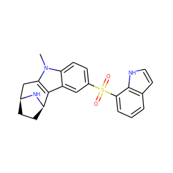 Cn1c2c(c3cc(S(=O)(=O)c4cccc5cc[nH]c45)ccc31)[C@H]1CC[C@@H](C2)N1 ZINC000096175227