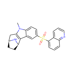 Cn1c2c(c3cc(S(=O)(=O)c4cccc5ncccc45)ccc31)[C@H]1CC[C@@H](C2)N1 ZINC000096175249