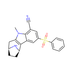 Cn1c2c(c3cc(S(=O)(=O)c4ccccc4)cc(C#N)c31)[C@H]1CC[C@@H](C2)N1 ZINC000096175307