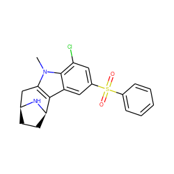 Cn1c2c(c3cc(S(=O)(=O)c4ccccc4)cc(Cl)c31)[C@H]1CC[C@@H](C2)N1 ZINC000096175202