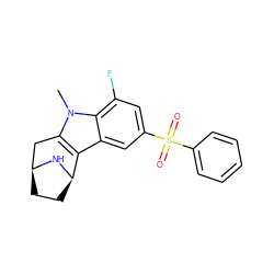 Cn1c2c(c3cc(S(=O)(=O)c4ccccc4)cc(F)c31)[C@H]1CC[C@@H](C2)N1 ZINC000096175200