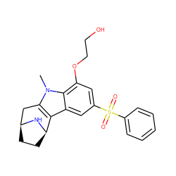 Cn1c2c(c3cc(S(=O)(=O)c4ccccc4)cc(OCCO)c31)[C@H]1CC[C@@H](C2)N1 ZINC000096175325