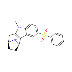 Cn1c2c(c3cc(S(=O)(=O)c4ccccc4)ccc31)[C@H]1CC[C@@H](C2)N1 ZINC000073199706