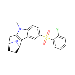 Cn1c2c(c3cc(S(=O)(=O)c4ccccc4Cl)ccc31)[C@H]1CC[C@@H](C2)N1 ZINC000073198010