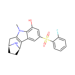 Cn1c2c(c3cc(S(=O)(=O)c4ccccc4F)cc(O)c31)[C@H]1CC[C@@H](C2)N1 ZINC000096175348