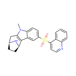 Cn1c2c(c3cc(S(=O)(=O)c4ccnc5ccccc45)ccc31)[C@H]1CC[C@@H](C2)N1 ZINC000096175289