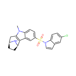 Cn1c2c(c3cc(S(=O)(=O)n4ccc5cc(Cl)ccc54)ccc31)[C@H]1CC[C@@H](C2)N1 ZINC000096175341