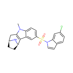 Cn1c2c(c3cc(S(=O)(=O)n4ccc5ccc(Cl)cc54)ccc31)[C@H]1CC[C@@H](C2)N1 ZINC000096175339