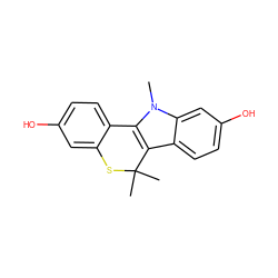 Cn1c2c(c3ccc(O)cc31)C(C)(C)Sc1cc(O)ccc1-2 ZINC000034801471