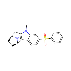 Cn1c2c(c3ccc(S(=O)(=O)c4ccccc4)cc31)[C@H]1CC[C@@H](C2)N1 ZINC000073197835