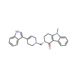 Cn1c2c(c3ccccc31)C(=O)[C@H](CN1CC=C(c3c[nH]c4ccccc34)CC1)CC2 ZINC000027735166