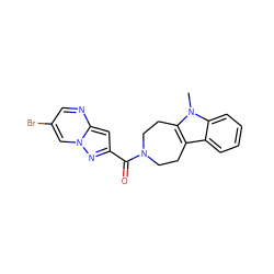 Cn1c2c(c3ccccc31)CCN(C(=O)c1cc3ncc(Br)cn3n1)CC2 ZINC000150156880