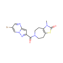 Cn1c2c(sc1=O)CCN(C(=O)c1cc3ncc(Br)cn3n1)CC2 ZINC000150198071