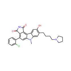 Cn1c2cc(CCCCN3CCCC3)c(O)cc2c2c3c(c(-c4ccccc4Cl)cc21)C(=O)NC3=O ZINC000029126854