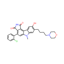 Cn1c2cc(CCCCN3CCOCC3)c(O)cc2c2c3c(c(-c4ccccc4Cl)cc21)C(=O)NC3=O ZINC000029126852