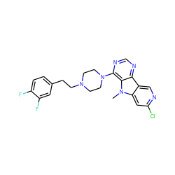 Cn1c2cc(Cl)ncc2c2ncnc(N3CCN(CCc4ccc(F)c(F)c4)CC3)c21 ZINC000013559678