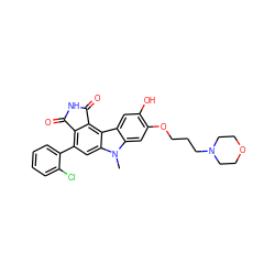 Cn1c2cc(OCCCN3CCOCC3)c(O)cc2c2c3c(c(-c4ccccc4Cl)cc21)C(=O)NC3=O ZINC000029127123