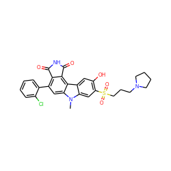 Cn1c2cc(S(=O)(=O)CCCN3CCCC3)c(O)cc2c2c3c(c(-c4ccccc4Cl)cc21)C(=O)NC3=O ZINC000029127503