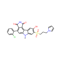 Cn1c2cc(S(=O)(=O)CCCn3cccc3)c(O)cc2c2c3c(c(-c4ccccc4Cl)cc21)C(=O)NC3=O ZINC000042888711