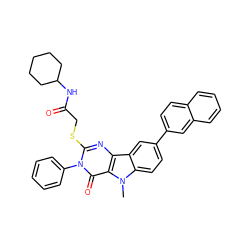 Cn1c2ccc(-c3ccc4ccccc4c3)cc2c2nc(SCC(=O)NC3CCCCC3)n(-c3ccccc3)c(=O)c21 ZINC001772633796