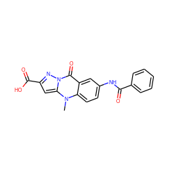 Cn1c2ccc(NC(=O)c3ccccc3)cc2c(=O)n2nc(C(=O)O)cc12 ZINC000003787086