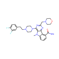 Cn1c2cccc(C(N)=O)c2c2nc(CN3CCOCC3)nc(N3CCN(CCc4ccc(F)c(F)c4)CC3)c21 ZINC000028766105