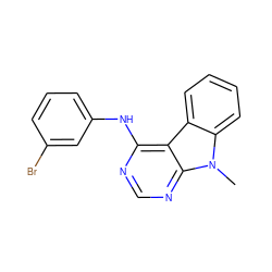 Cn1c2ccccc2c2c(Nc3cccc(Br)c3)ncnc21 ZINC000013803519