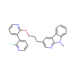 Cn1c2ccccc2c2cc(CCCOc3ncccc3-c3cccnc3F)cnc21 ZINC000169337414