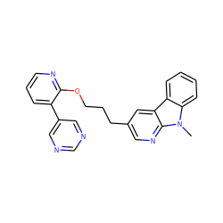 Cn1c2ccccc2c2cc(CCCOc3ncccc3-c3cncnc3)cnc21 ZINC000169337415