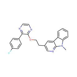 Cn1c2ccccc2c2cc(CCOc3nccnc3-c3ccc(F)cc3)cnc21 ZINC000169337405
