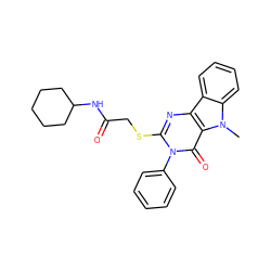 Cn1c2ccccc2c2nc(SCC(=O)NC3CCCCC3)n(-c3ccccc3)c(=O)c21 ZINC000096922821