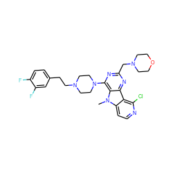 Cn1c2ccnc(Cl)c2c2nc(CN3CCOCC3)nc(N3CCN(CCc4ccc(F)c(F)c4)CC3)c21 ZINC000028765396