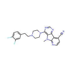 Cn1c2nccc(C#N)c2c2ncnc(N3CCN(CCc4ccc(F)c(F)c4)CC3)c21 ZINC000013559681