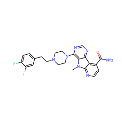 Cn1c2nccc(C(N)=O)c2c2ncnc(N3CCN(CCc4ccc(F)c(F)c4)CC3)c21 ZINC000013559684