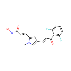 Cn1cc(/C=C/C(=O)c2c(F)cccc2F)cc1/C=C/C(=O)NO ZINC000040861024