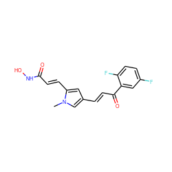 Cn1cc(/C=C/C(=O)c2cc(F)ccc2F)cc1/C=C/C(=O)NO ZINC000040392780