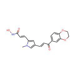 Cn1cc(/C=C/C(=O)c2ccc3c(c2)OCCO3)cc1/C=C/C(=O)NO ZINC000040393387